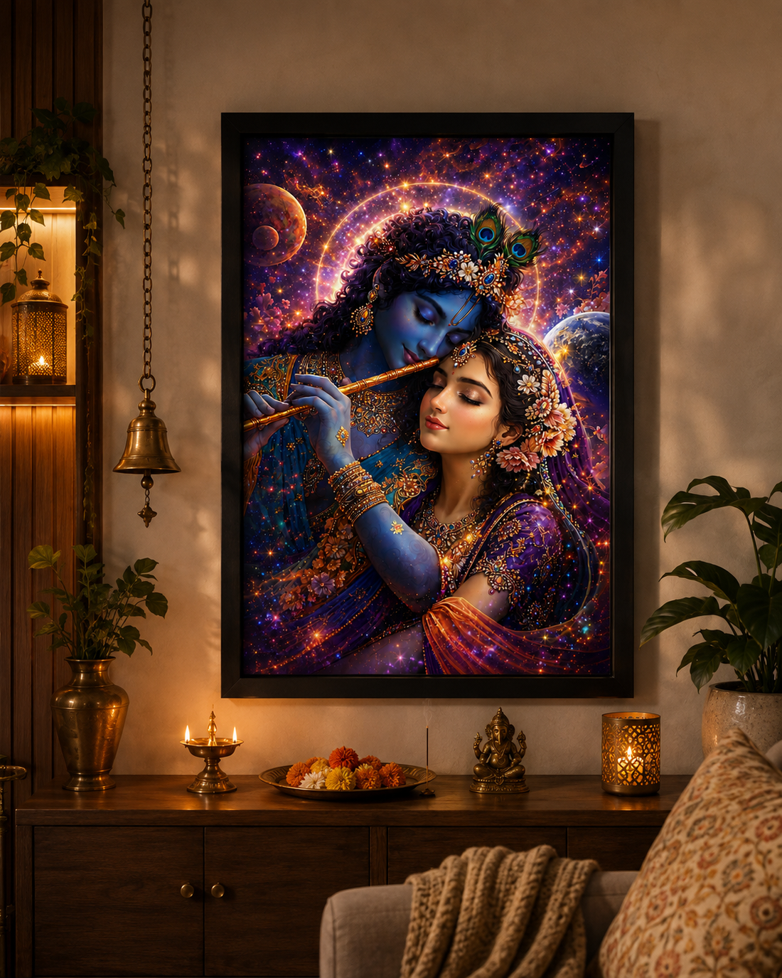Radha Krishna Cosmic Divine Love – Framed Wall Art