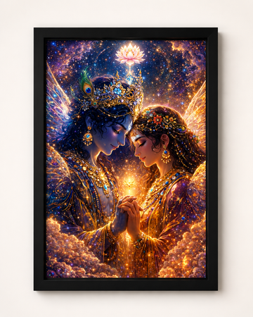 Radha Krishna Cosmic Divine Love – Premium Framed Wall Art