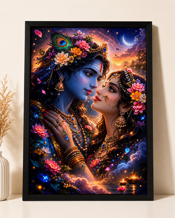 Radha Krishna Divine Love – Framed Spiritual Wall Art