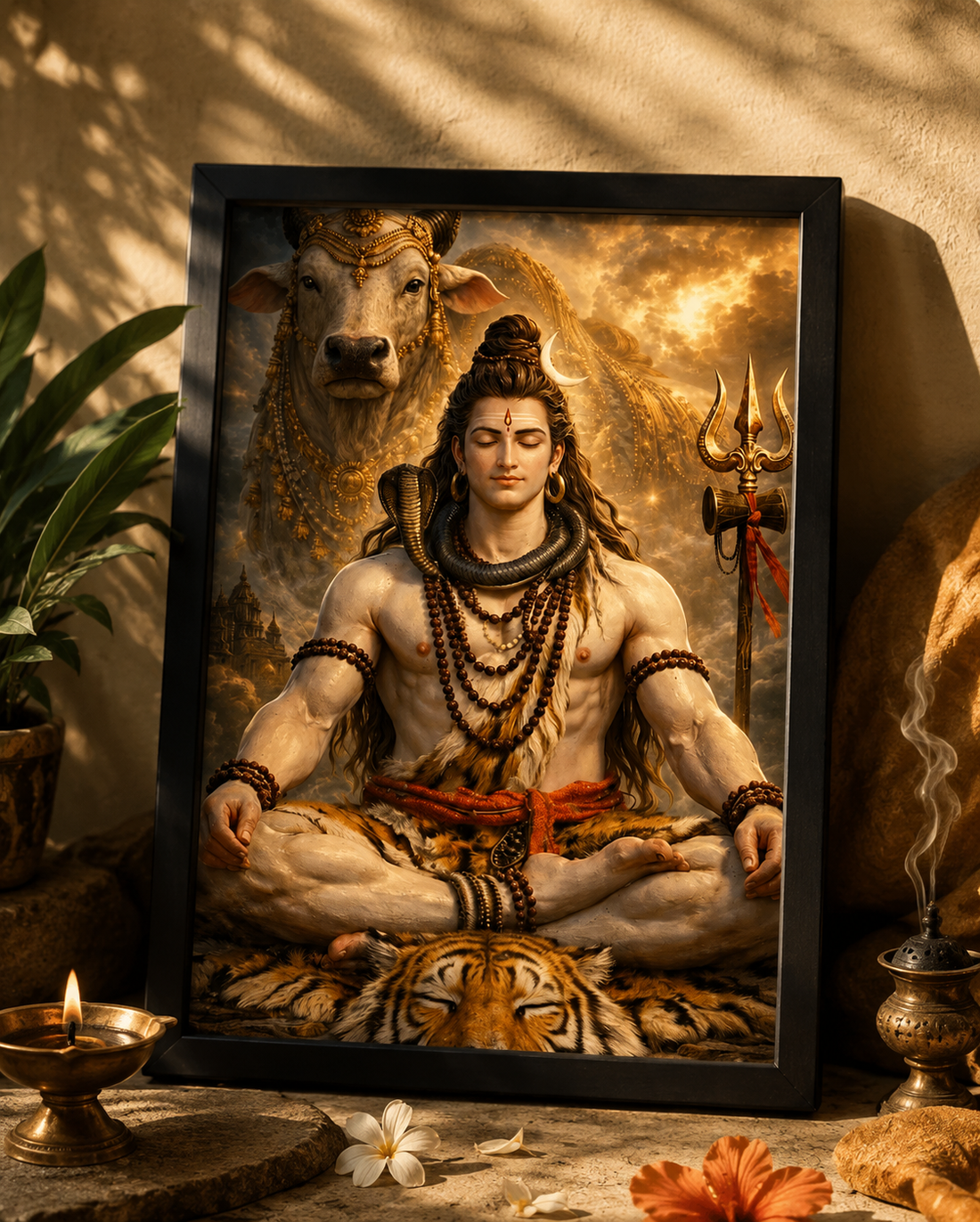 Lord Shiva Meditation – Premium Framed Devotional Wall Art